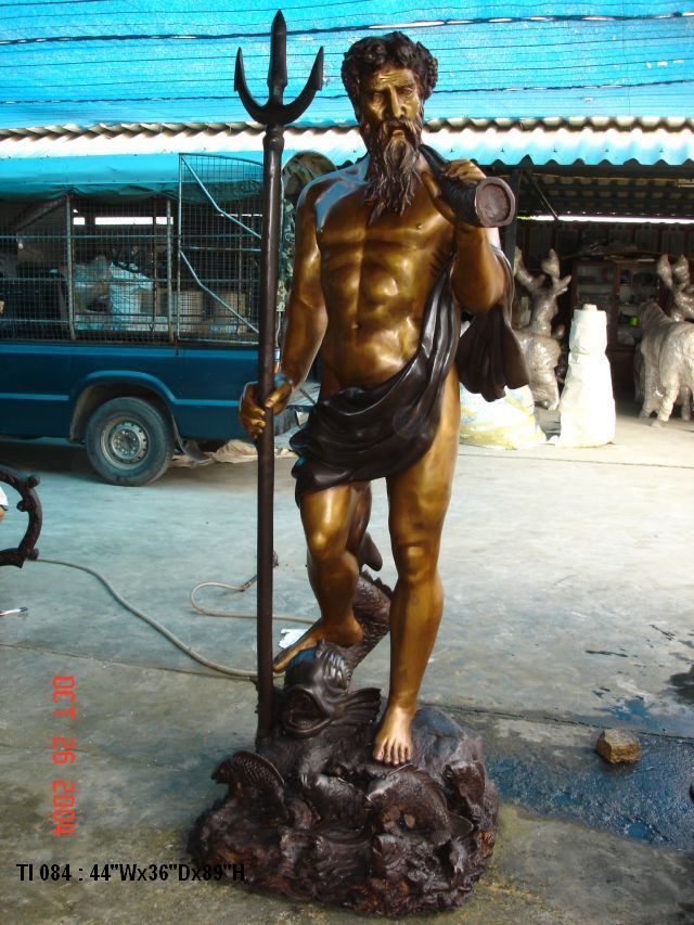Life Size Bronze Standing Neptune with Trident Life Size Bronze Standing Neptune with Trident